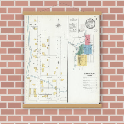 Old map wall art mockup — magnetic wood frame on brick wall — Sanborn Fire Insurance Map from Wilcox, Elk County, Pennsylvania (1900) - Complete Map Set