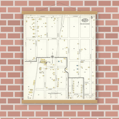 Old map wall art mockup — magnetic wood frame on brick wall — Sanborn Fire Insurance Map from Delray, Palm Beach County, Florida (1922), Sheet #0005