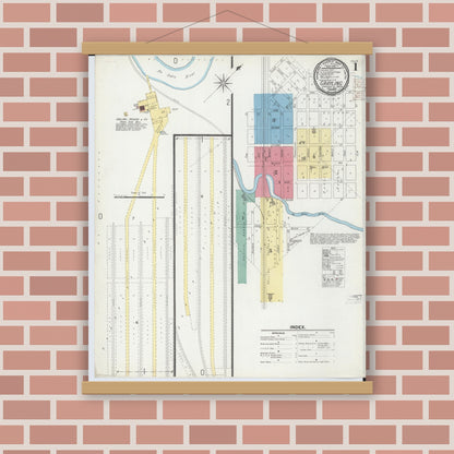 Old map wall art mockup — magnetic wood frame on brick wall — Sanborn Fire Insurance Map from Grayling, Crawford County, Michigan (1900) - Complete Map Set