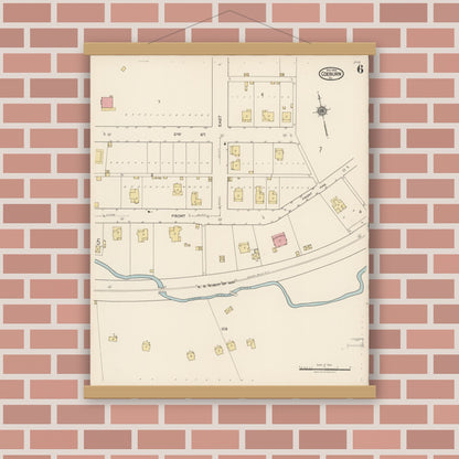Old map wall art mockup — magnetic wood frame on brick wall — Sanborn Fire Insurance Map from Coeburn, Wise County, Virginia (1922), Sheet #0006