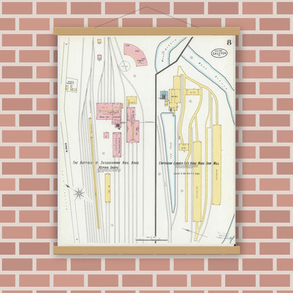 Old map wall art mockup — magnetic wood frame on brick wall — Sanborn Fire Insurance Map from Galeton, Potter County, Pennsylvania (1900), Sheet #0008