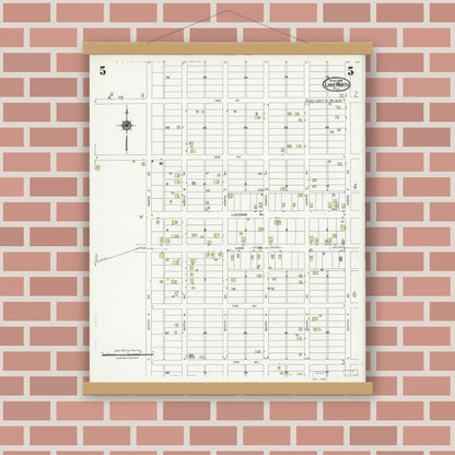 Old map wall art mockup — magnetic wood frame on brick wall — Sanborn Fire Insurance Map from Lake Worth, Palm Beach County, Florida (1924), Sheet #0005