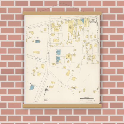 Old map wall art mockup — magnetic wood frame on brick wall — Sanborn Fire Insurance Map from Wailuku, Maui County, Hawaii (1914), Sheet #0005