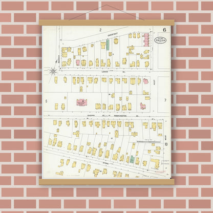 Old map wall art mockup — magnetic wood frame on brick wall — Sanborn Fire Insurance Map from Oneida, Madison County, New York (1904), Sheet #0005