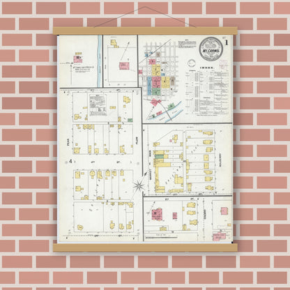 Old map wall art mockup — magnetic wood frame on brick wall — Sanborn Fire Insurance Map from Mount Carmel, Wabash County, Illinois (1902) - Complete Map Set