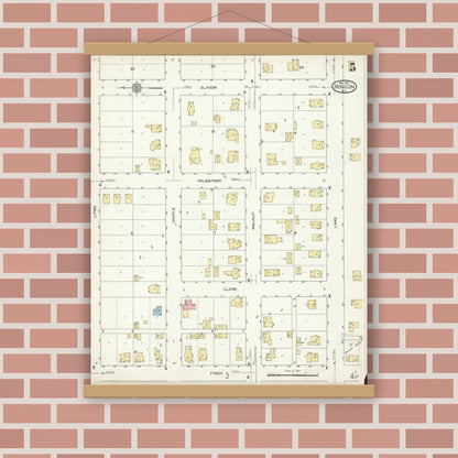 Old map wall art mockup — magnetic wood frame on brick wall — Sanborn Fire Insurance Map from Horicon, Dodge County, Wisconsin (1913), Sheet #0005