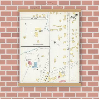 Old map wall art mockup — magnetic wood frame on brick wall — Sanborn Fire Insurance Map from Dalton, Berkshire County, Massachusetts (1911), Sheet #0010