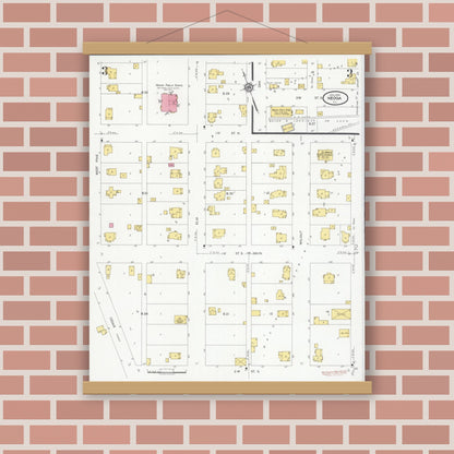 Old map wall art mockup — magnetic wood frame on brick wall — Sanborn Fire Insurance Map from Neoga, Cumberland County, Illinois (1930), Sheet #0003