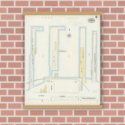 Old map wall art mockup — magnetic wood frame on brick wall — Sanborn Fire Insurance Map from Dunkirk, Chautauqua County, New York (1898) - Complete Map Set