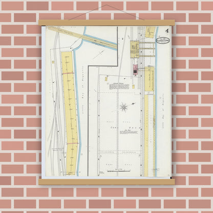Old map wall art mockup — magnetic wood frame on brick wall — Sanborn Fire Insurance Map from Gladstone, Delta County, Michigan (1893), Sheet #0004