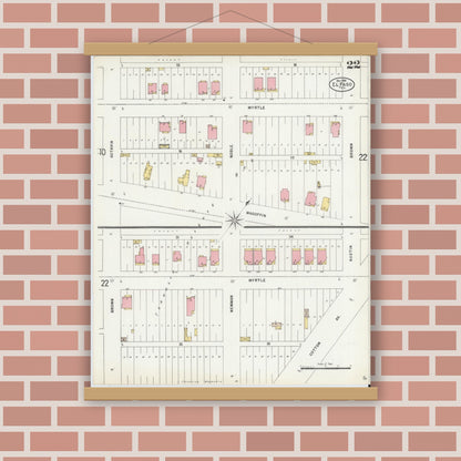 Old map wall art mockup — magnetic wood frame on brick wall — Sanborn Fire Insurance Map from El Paso, El Paso County, Texas (1898), Sheet #0022