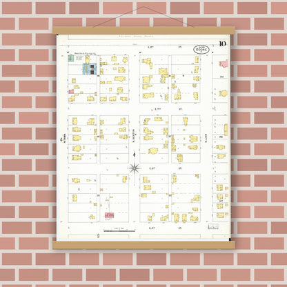 Old map wall art mockup — magnetic wood frame on brick wall — Sanborn Fire Insurance Map from Boone, Boone County, Iowa (1900), Sheet #0010