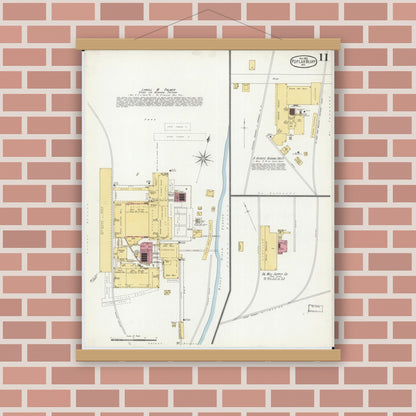 Old map wall art mockup — magnetic wood frame on brick wall — Sanborn Fire Insurance Map from Poplar Bluff, Butler County, Missouri (1901), Sheet #0011