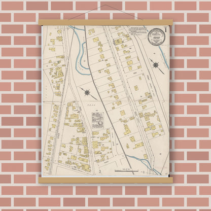 Old map wall art mockup — magnetic wood frame on brick wall — Sanborn Fire Insurance Map from Kapaa, Kauai County, Hawaii (1921) - Complete Map Set