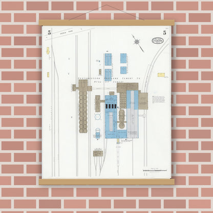 Old map wall art mockup — magnetic wood frame on brick wall — Sanborn Fire Insurance Map from Osborn, Greene County, Ohio (1929), Sheet #0005