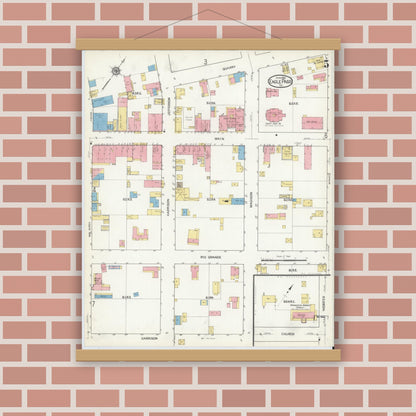 Old map wall art mockup — magnetic wood frame on brick wall — Sanborn Fire Insurance Map from Eagle Pass, Maverick County, Texas (1916), Sheet #0005