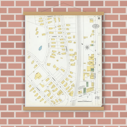Old map wall art mockup — magnetic wood frame on brick wall — Sanborn Fire Insurance Map from Hyde Park, Norfolk County, Massachusetts (1900), Sheet #0006