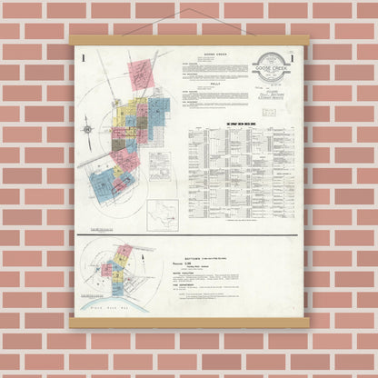Old map wall art mockup — magnetic wood frame on brick wall — Sanborn Fire Insurance Map from Goose Creek, Harris County, Texas (1931) - Complete Map Set