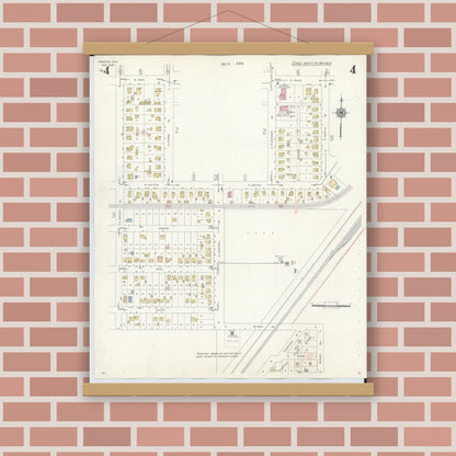 Old map wall art mockup — magnetic wood frame on brick wall — Sanborn Fire Insurance Map from Osborn, Greene County, Ohio (1943), Sheet #0004
