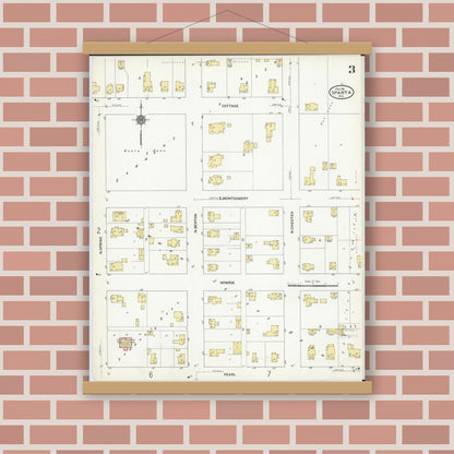 Old map wall art mockup — magnetic wood frame on brick wall — Sanborn Fire Insurance Map from Sparta, Monroe County, Wisconsin (1911), Sheet #0003