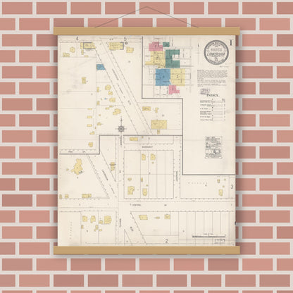 Old map wall art mockup — magnetic wood frame on brick wall — Sanborn Fire Insurance Map from Lankershim, Los Angeles County, California (1919), Sheet #0001