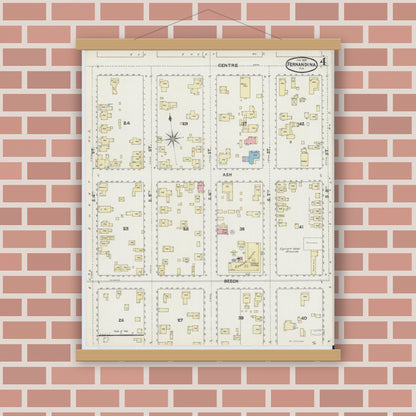 Old map wall art mockup — magnetic wood frame on brick wall — Sanborn Fire Insurance Map from Fernandina, Nassau County, Florida (1891), Sheet #0004