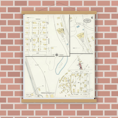 Old map wall art mockup — magnetic wood frame on brick wall — Sanborn Fire Insurance Map from Ishpeming, Marquette County, Michigan (1911), Sheet #0006