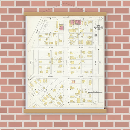 Old map wall art mockup — magnetic wood frame on brick wall — Sanborn Fire Insurance Map from Boyne City, Charlevoix County, Michigan (1911), Sheet #0010