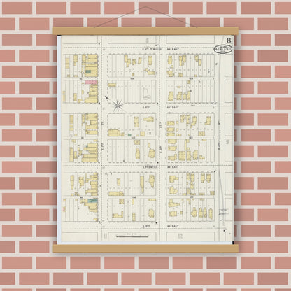 Old map wall art mockup — magnetic wood frame on brick wall — Sanborn Fire Insurance Map from Ashland, Ashland County, Wisconsin (1895), Sheet #0008
