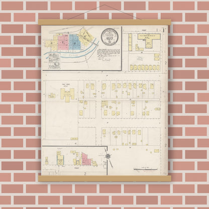 Old map wall art mockup — magnetic wood frame on brick wall — Sanborn Fire Insurance Map from Niles, Alameda County, California (1920) - Complete Map Set