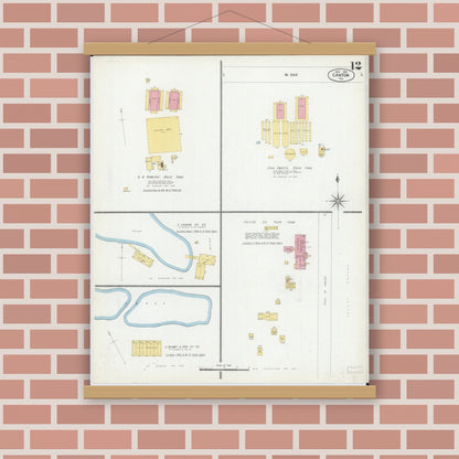 Old map wall art mockup — magnetic wood frame on brick wall — Sanborn Fire Insurance Map from Canton, Fulton County, Illinois (1902), Sheet #0012