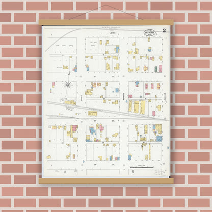 Old map wall art mockup — magnetic wood frame on brick wall — Sanborn Fire Insurance Map from Shakopee, Scott County, Minnesota (1902), Sheet #0002