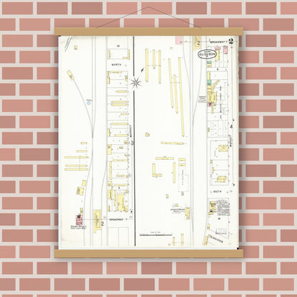 Old map wall art mockup — magnetic wood frame on brick wall — Sanborn Fire Insurance Map from Audubon, Audubon County, Iowa (1896), Sheet #0002
