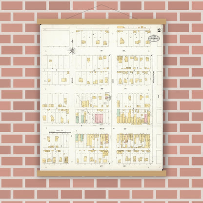Old map wall art mockup — magnetic wood frame on brick wall — Sanborn Fire Insurance Map from Griswold, Cass County, Iowa (1899), Sheet #0002
