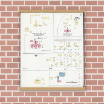 Old map wall art mockup — magnetic wood frame on brick wall — Sanborn Fire Insurance Map from Viroqua, Vernon County, Wisconsin (1911), Sheet #0002