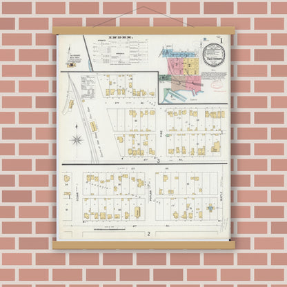 Old map wall art mockup — magnetic wood frame on brick wall — Sanborn Fire Insurance Map from Two Harbors, Lake County, Minnesota (1897) - Complete Map Set