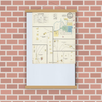 Old map wall art mockup — magnetic wood frame on brick wall — Sanborn Fire Insurance Map from Virginia, Saint Louis County, Minnesota (1897) - Complete Map Set