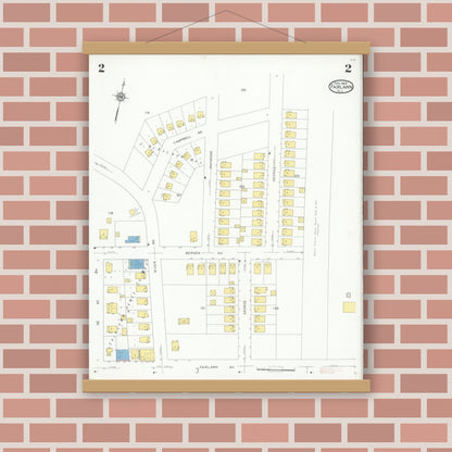 Old map wall art mockup — magnetic wood frame on brick wall — Sanborn Fire Insurance Map from Fair Lawn, Bergen County, New Jersey (1929), Sheet #0002