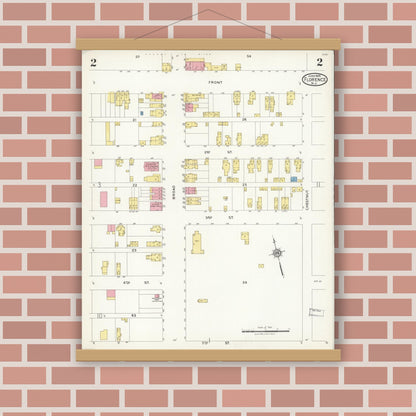 Old map wall art mockup — magnetic wood frame on brick wall — Sanborn Fire Insurance Map from Florence, Burlington County, New Jersey (1926), Sheet #0002
