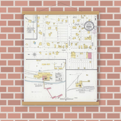 Old map wall art mockup — magnetic wood frame on brick wall — Sanborn Fire Insurance Map from Granby, Newton County, Missouri (1902) - Complete Map Set