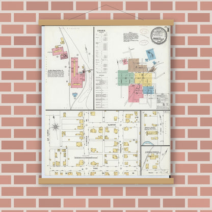 Old map wall art mockup — magnetic wood frame on brick wall — Sanborn Fire Insurance Map from Barnesville, Belmont County, Ohio (1899) - Complete Map Set