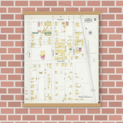 Old map wall art mockup — magnetic wood frame on brick wall — Sanborn Fire Insurance Map from Englewood, Bergen County, New Jersey (1902), Sheet #0002