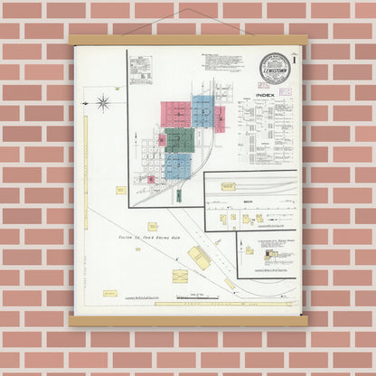 Old map wall art mockup — magnetic wood frame on brick wall — Sanborn Fire Insurance Map from Lewistown, Fulton County, Illinois (1909) - Complete Map Set