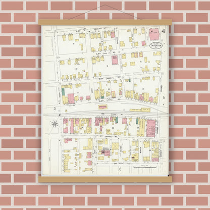 Old map wall art mockup — magnetic wood frame on brick wall — Sanborn Fire Insurance Map from Tarentum, Allegheny County, Pennsylvania (1902), Sheet #0004