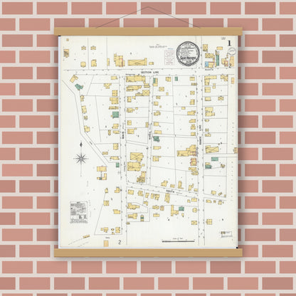 Old map wall art mockup — magnetic wood frame on brick wall — Sanborn Fire Insurance Map from Saint Nazianz, Manitowoc County, Wisconsin (1900) - Complete Map Set