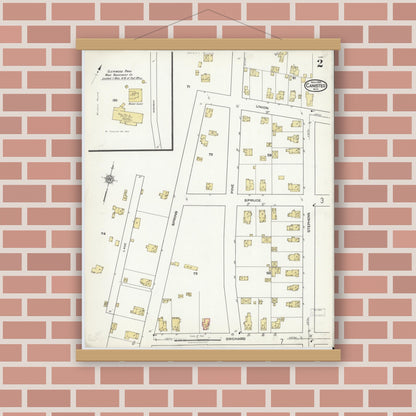 Old map wall art mockup — magnetic wood frame on brick wall — Sanborn Fire Insurance Map from Canisteo, Steuben County, New York (1920) - Complete Map Set