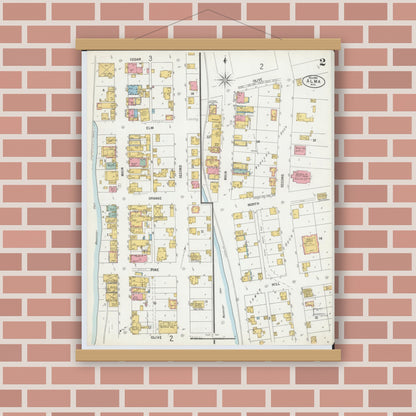 Old map wall art mockup — magnetic wood frame on brick wall — Sanborn Fire Insurance Map from Alma, Buffalo County, Wisconsin (1900) - Complete Map Set