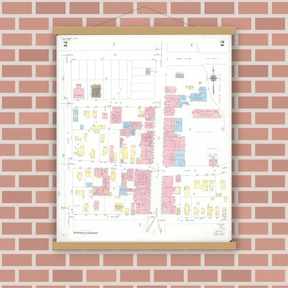 Old map wall art mockup — magnetic wood frame on brick wall — Sanborn Fire Insurance Map from Willoughby, Lake County, Ohio (1952), Sheet #0002