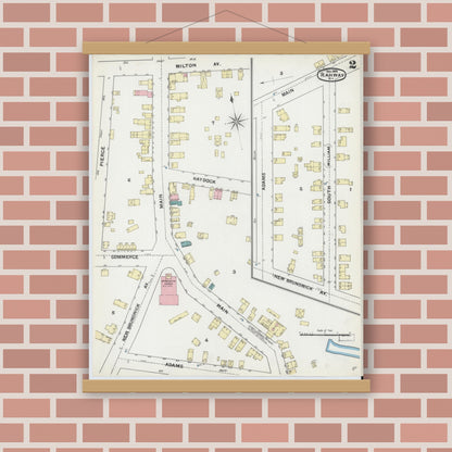 Old map wall art mockup — magnetic wood frame on brick wall — Sanborn Fire Insurance Map from Rahway, Union County, New Jersey (1891) - Complete Map Set