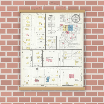 Old map wall art mockup — magnetic wood frame on brick wall — Sanborn Fire Insurance Map from Salisbury, Chariton County, Missouri (1910) - Complete Map Set